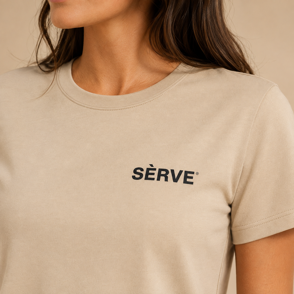 SÈRVE Women’s World Racquet Club Performance Tee — Sand