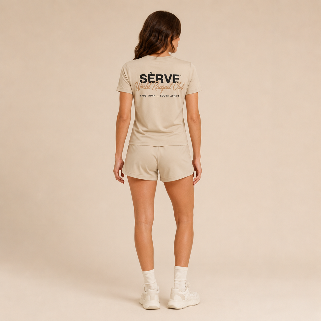 SÈRVE Women’s World Racquet Club Performance Tee — Sand