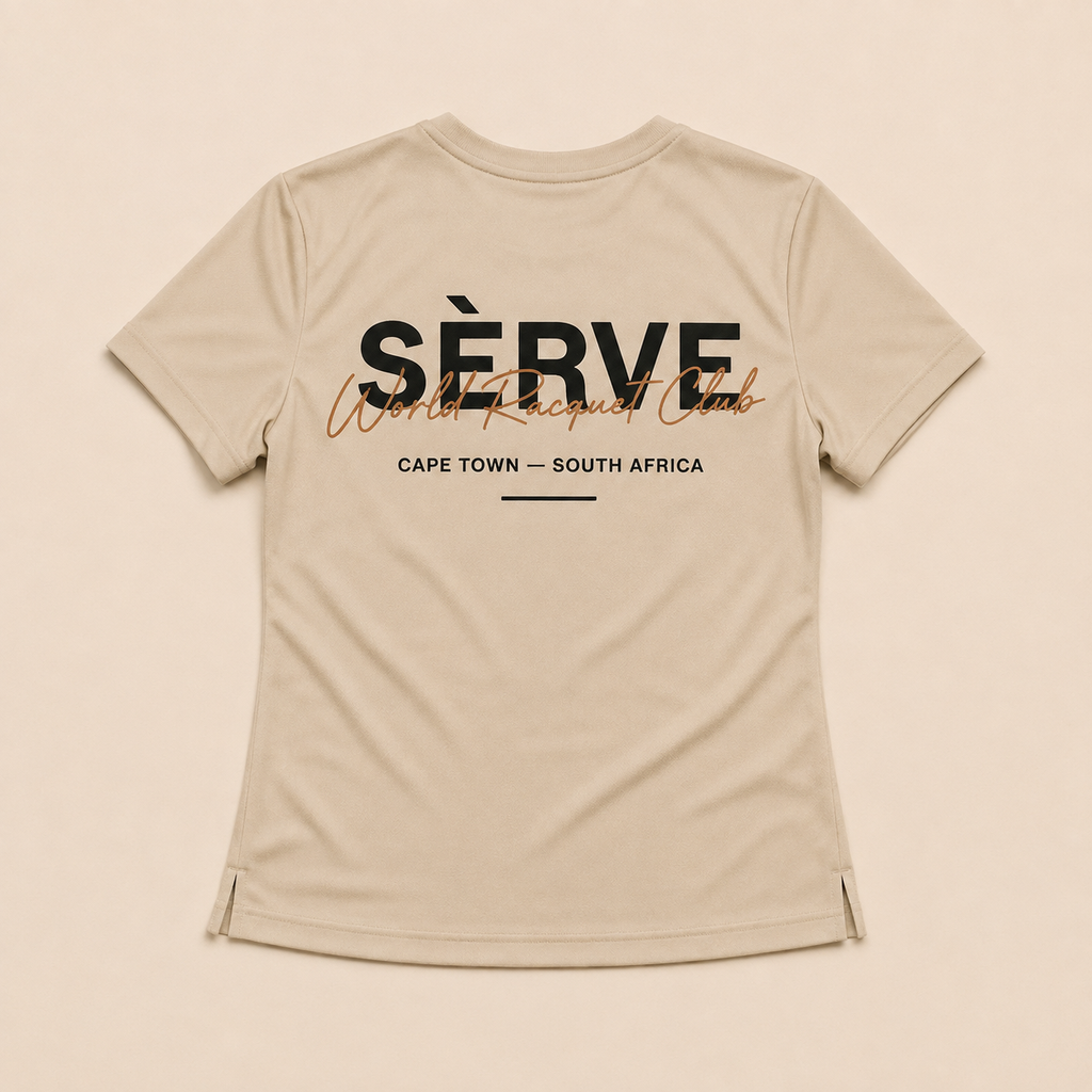SÈRVE Women’s World Racquet Club Performance Tee — Sand