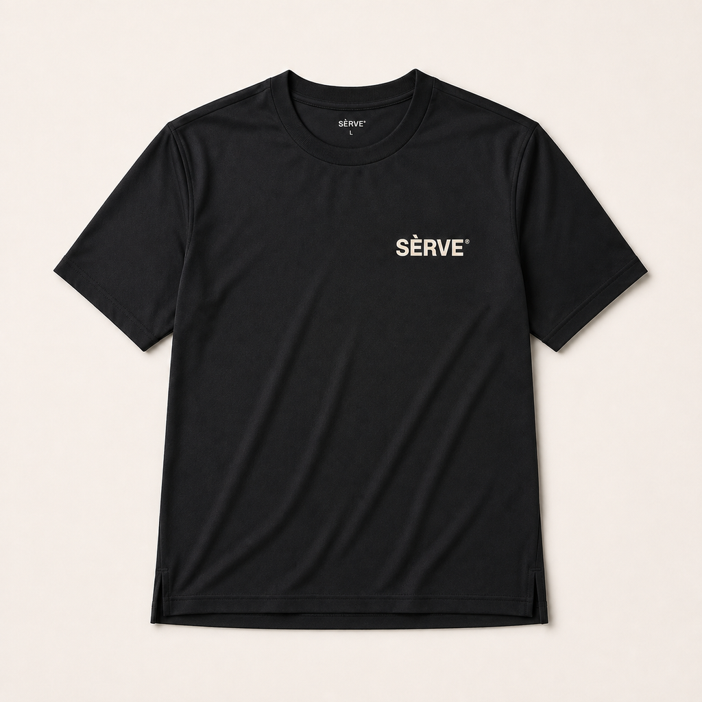SÈRVE WORLD RACQUET CLUB COURT TEE - Black