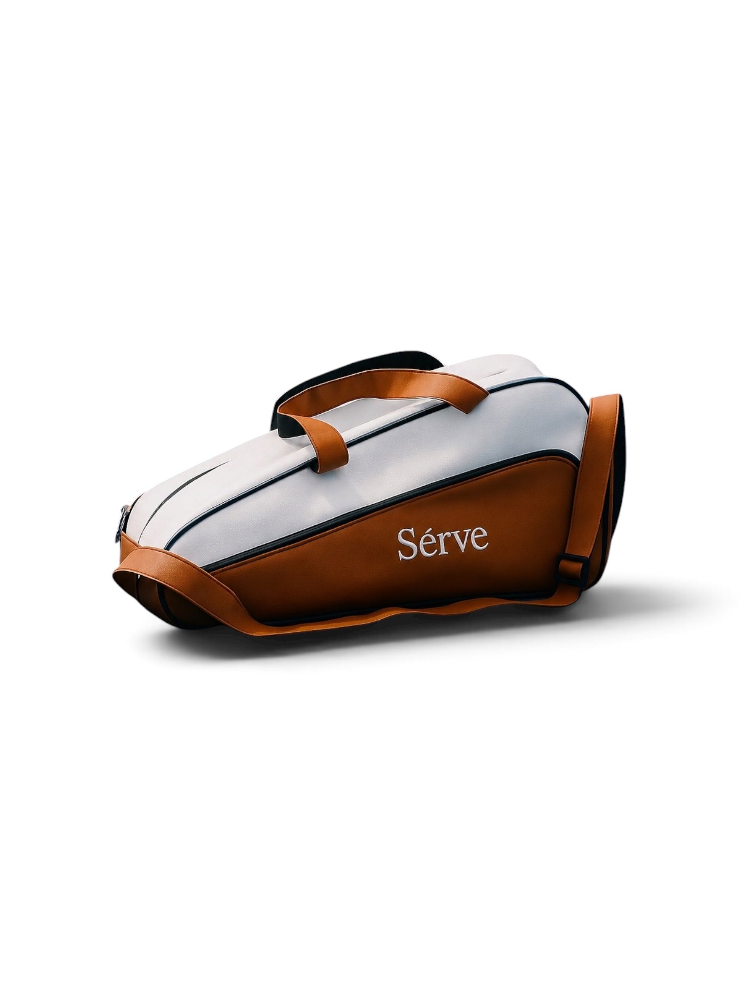 Sèrve Padel Bag – White & Cognac Leather Edition