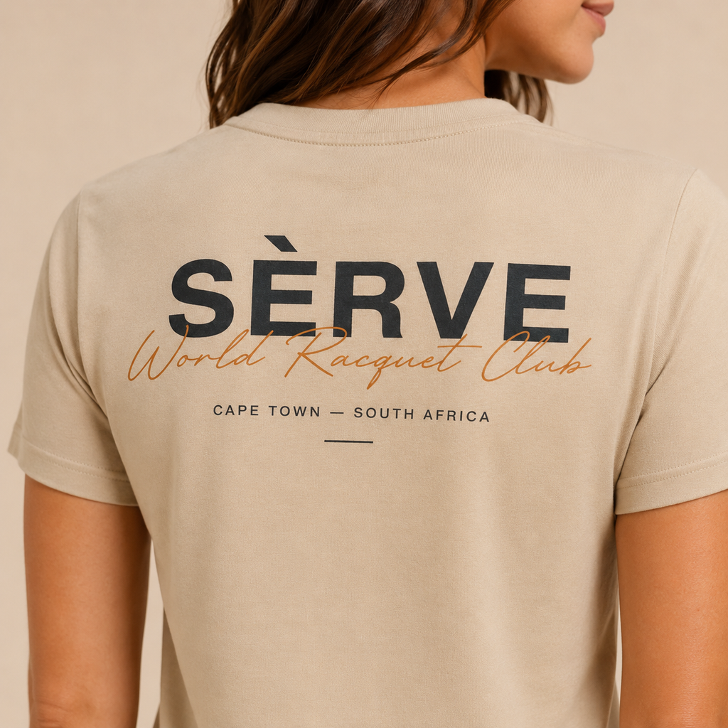 SÈRVE Women’s World Racquet Club Performance Tee — Sand