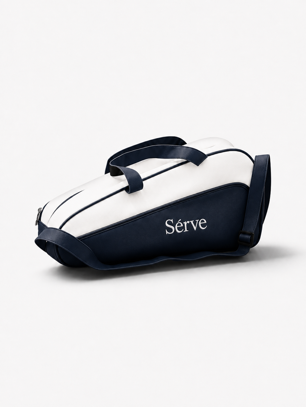Sèrve Padel Bag – White & Blue Leather Court Bag