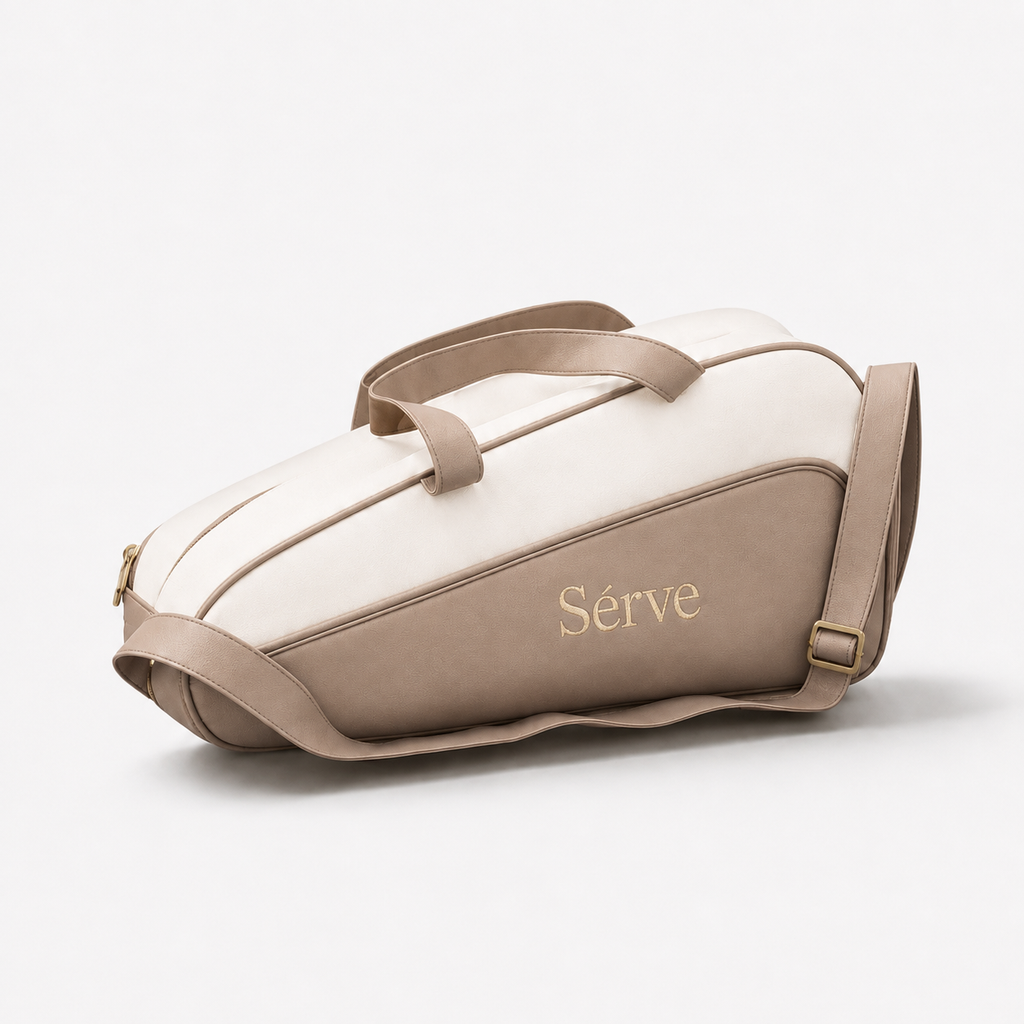 Sèrve Padel Bag – White & Taupe Leather Edition